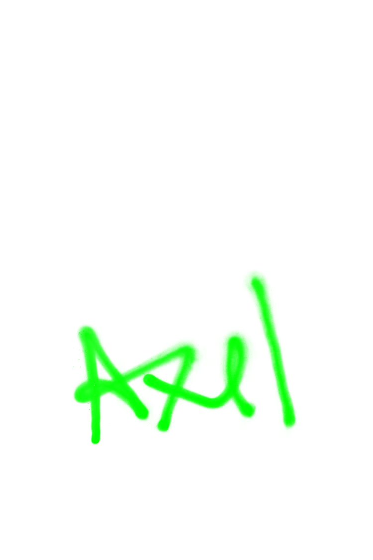 Axels Name in grüner Sprühfarbe.