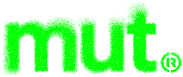 Mut. Logo in grüner Sprühfarbe.